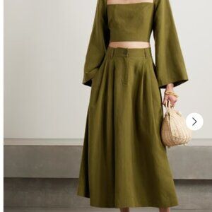 MARA HOFFMAN - Lyocell and linen-blend midi skirt